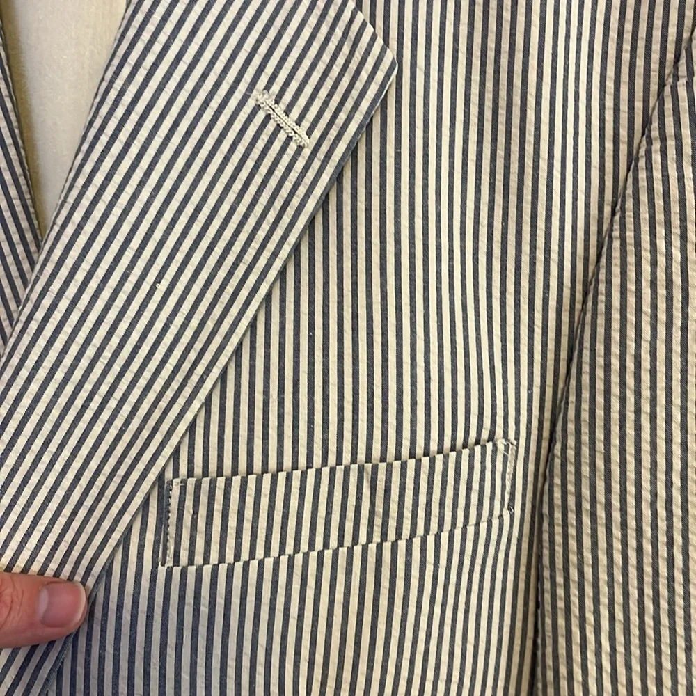 Brooks Brothers Men’s Light Blue & White Seersucker Blazer Sports Coat Jacket